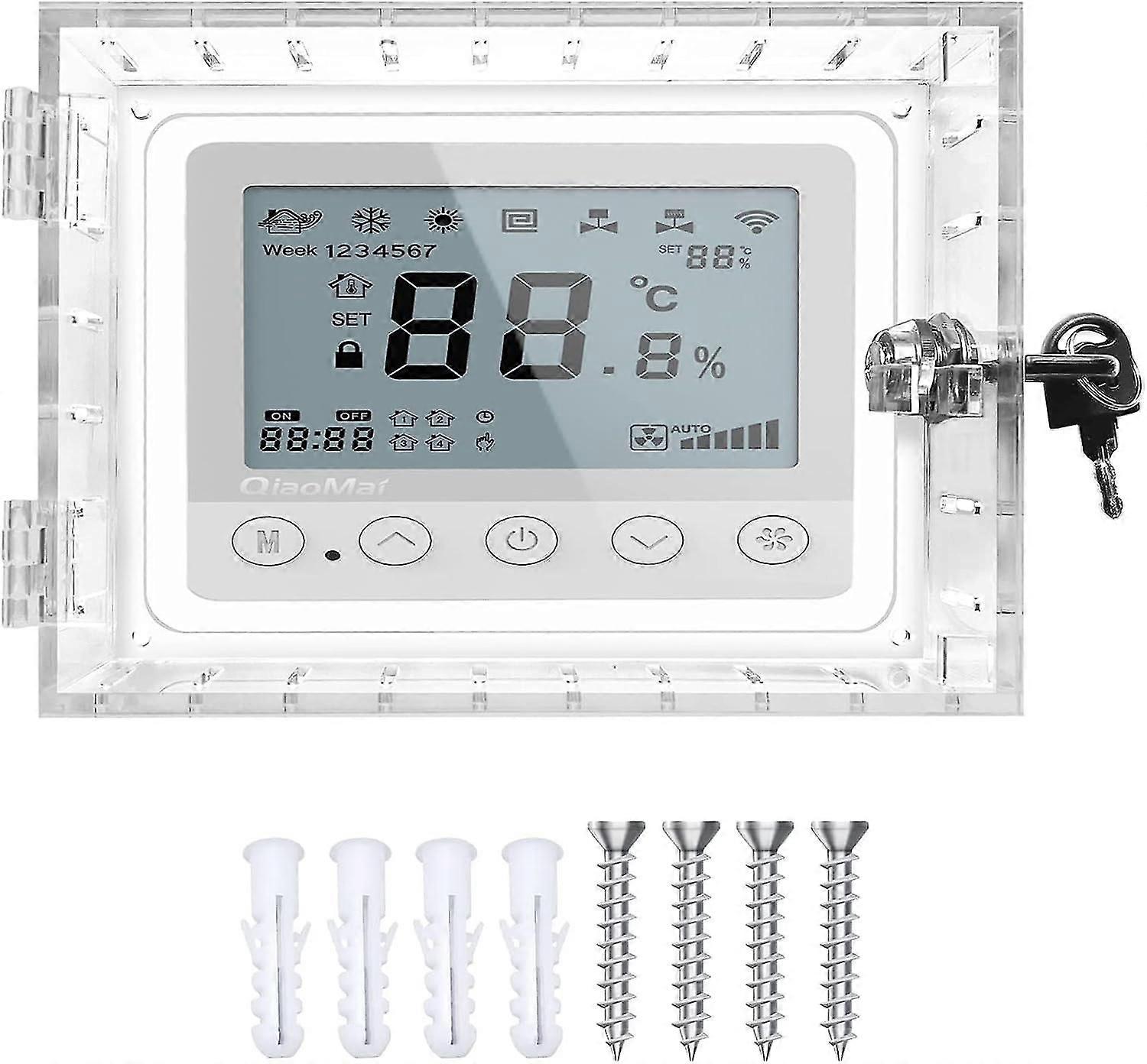 Universal Thermostat Lock Box With Key,clear Large Thermostat Guard For Thermostat On Wall,thermostat Guard,thermostat Cover