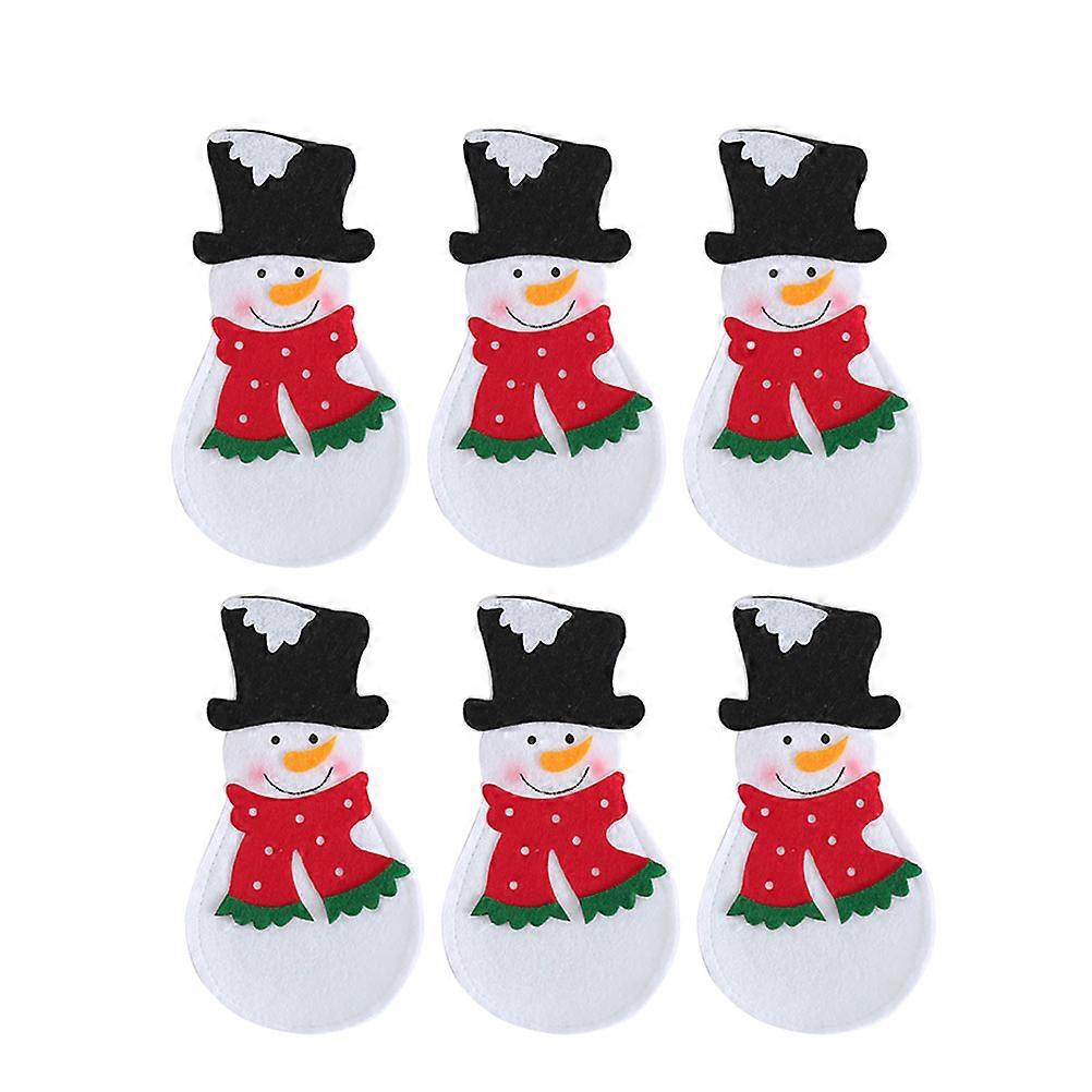 Tableware Bags for Silverware Christmas Holder with 12Pcs Snowmen
