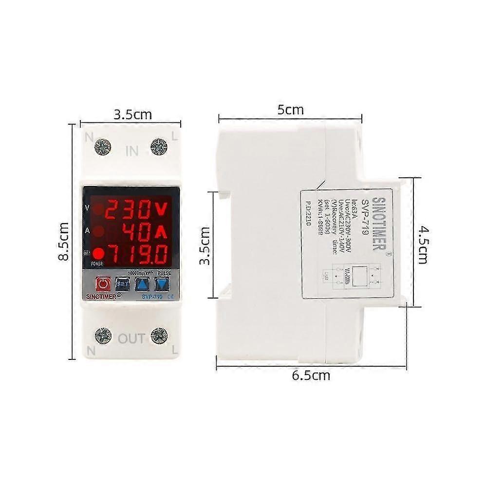 63a Adjust Relay Over Under Protector Over Current Limit Wattmeter Kwh Energy Meter Power Comsumpt