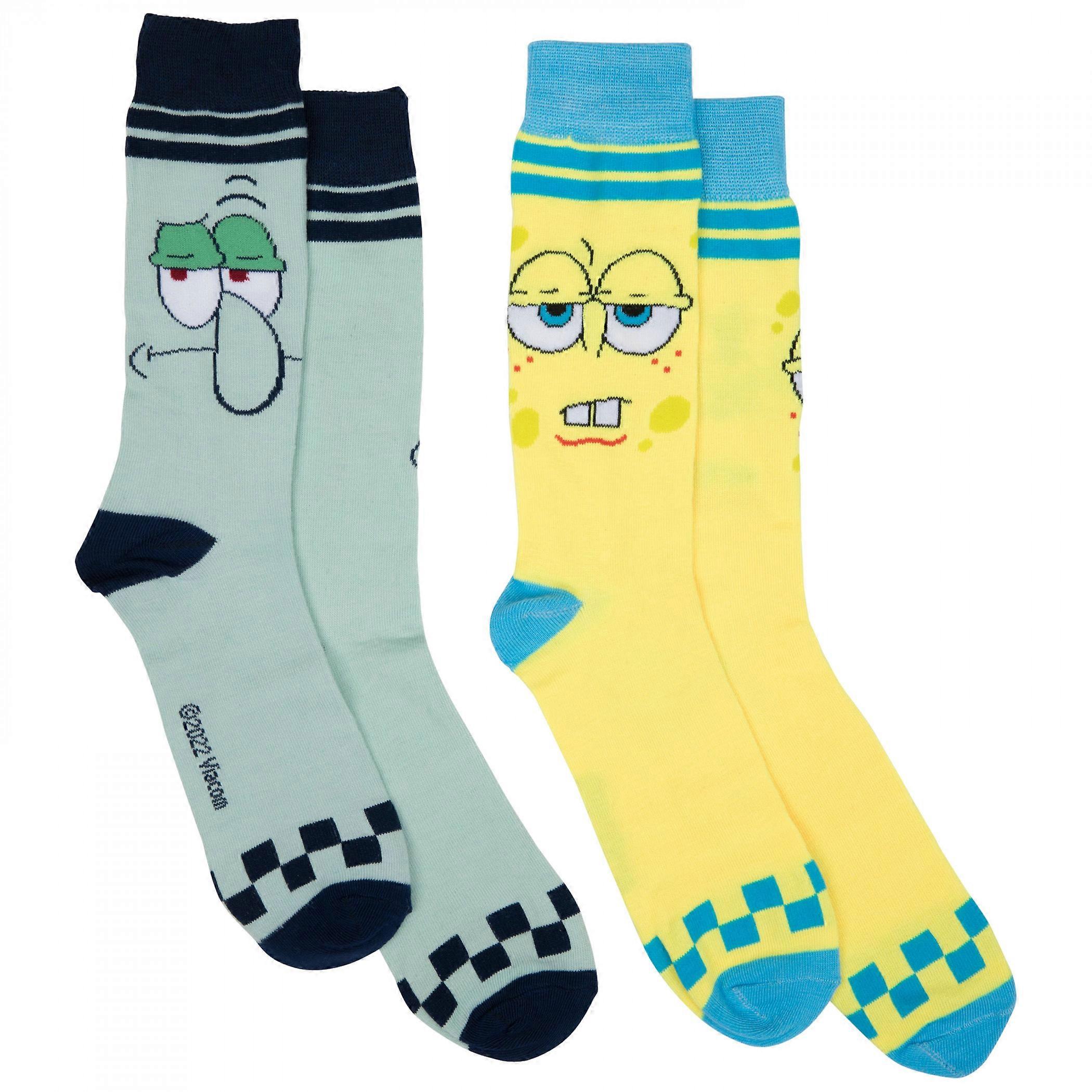 SpongeBob and Squidward 2-Pair Pack of Casual Crew Socks