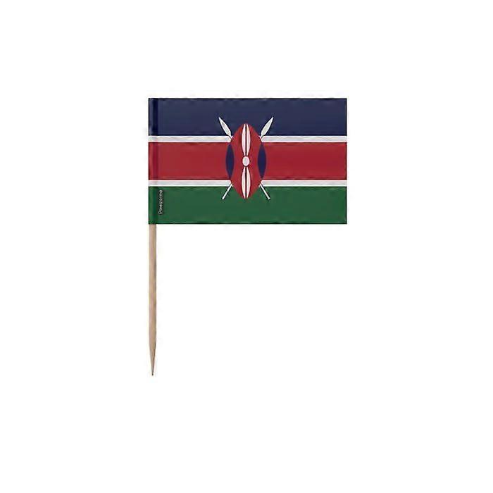 Kenya Flag Toothpicks - 6.5 cm - 100 pieces - Adhesive plastic - Bamboo stick - Pixelforma