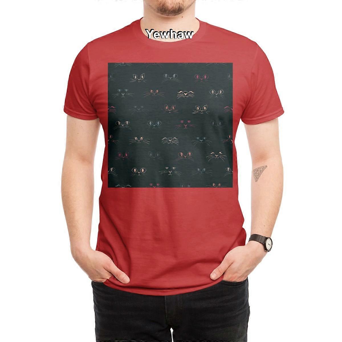 Just Colorful Cats Dark Background T-Shirt minimalist cat faces pattern line art