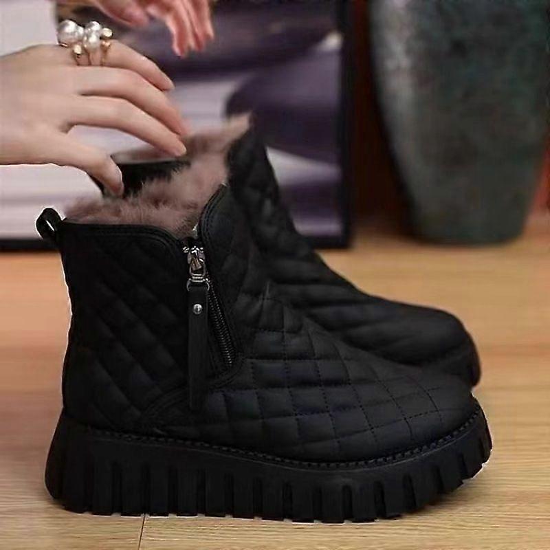 Fleece Lined Thick Slip Resistant Waterproof  Boots Plush Fur Snow Boots