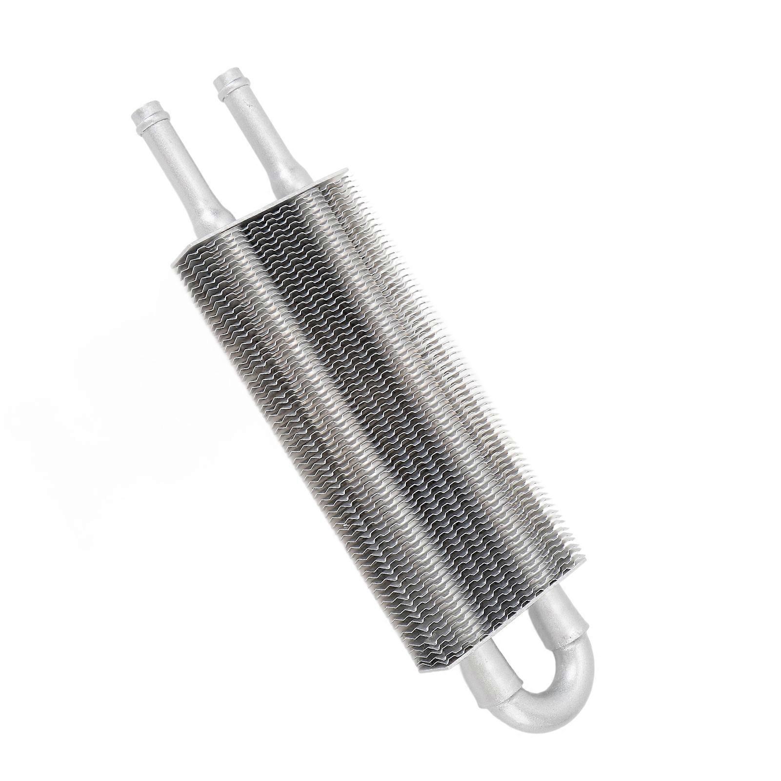 2 Row Transmission Oil Cooler Aluminium Alloy 233mm Universal Engine Oil Cooler Kit with Pipe for Vehicle Silver 
