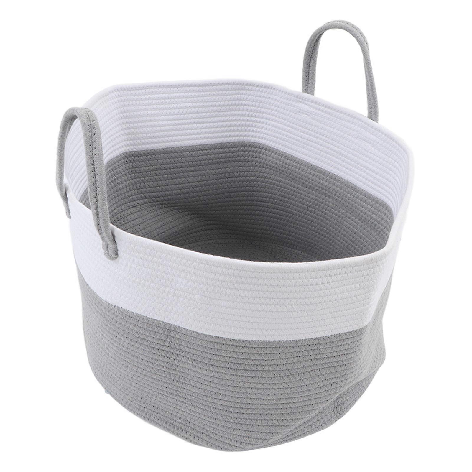 Cotton Rope Woven Basket Large Capacity Flexible Multifunction Woven Storage Basket with Handle for Laundry Toy Type 2 