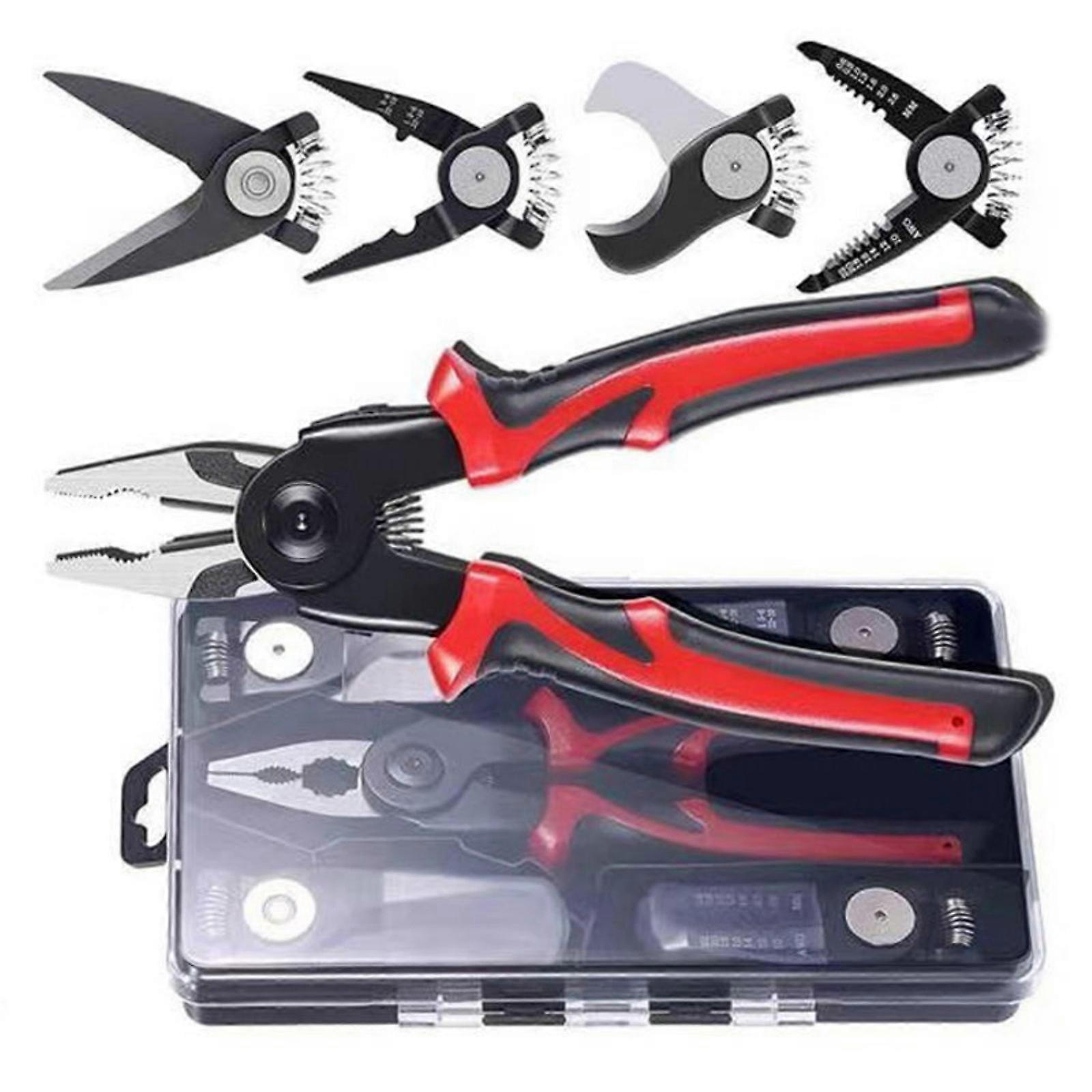 5 in 1 Wire Stripping Pliers Replaceable Cable Wire Stripper Cutter Portable Multifunctional Pliers Nonslip Handle Multicolor