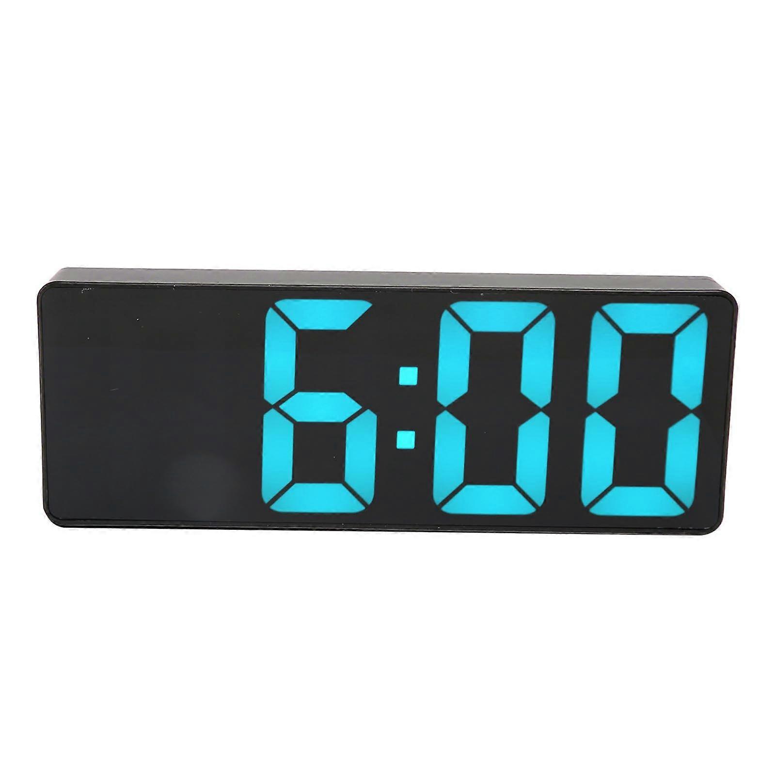 Digital Alarm Clock USB Battery Powered Large Blue Number Desktop LED Mirror Clock with Temp Display for Bedroom Office