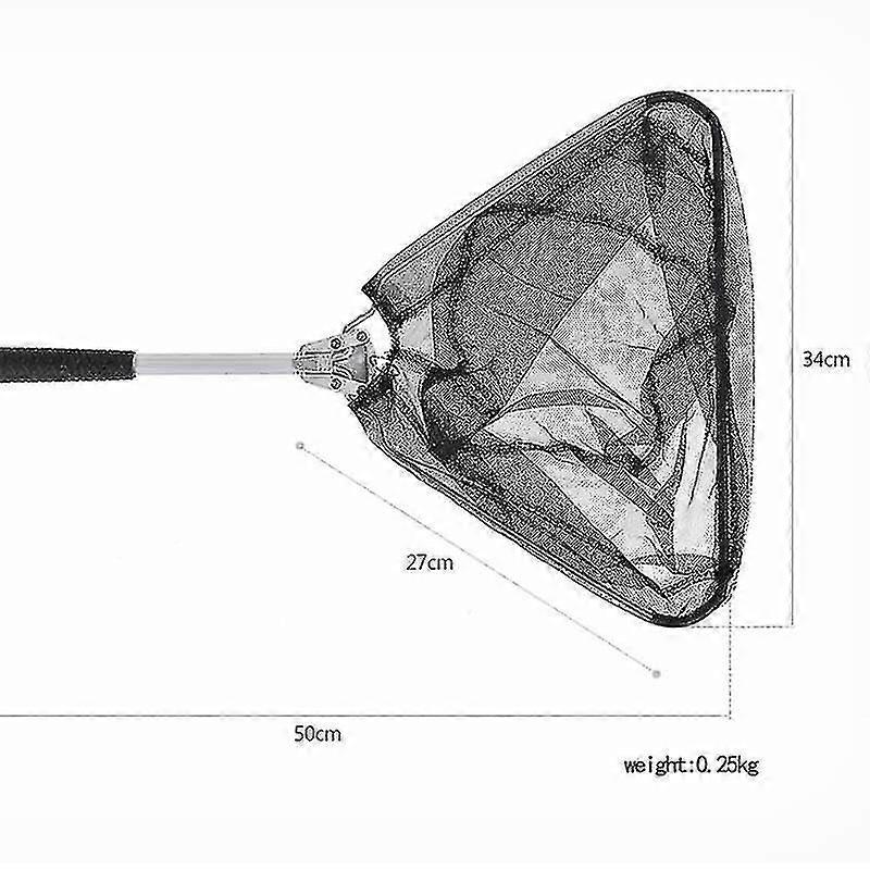 50cm Aluminium Nylon Poignée Filet de pêche Mesh Triangle Portable Extérieur Immergé Fish Net Pliable P