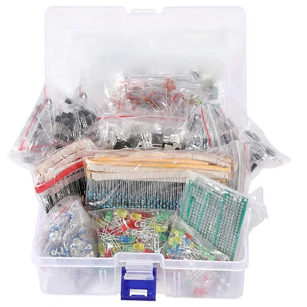 1818PCS Assortment Resistors LED Diodes Capacitors Potentiometers Triodes PCB Kit