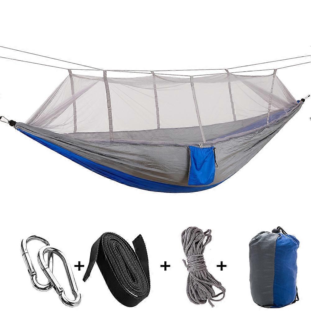 Portable Camping Travel Hammock Hanging Bed with Mosquito Net (Gray   Blue)