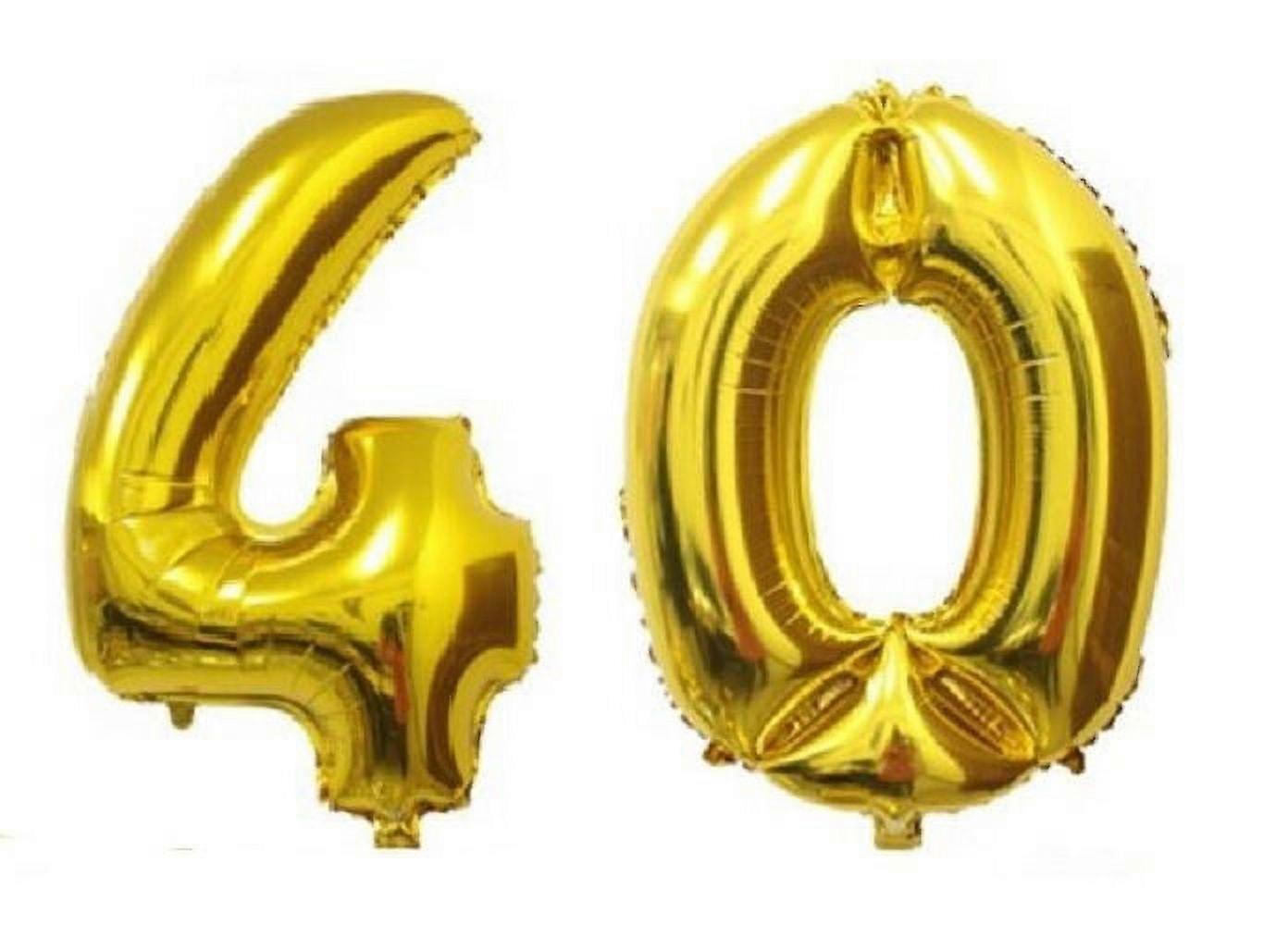 40" Large 40 Gold Number Balloons 40th Birthday Anniversary Foil Float Helium