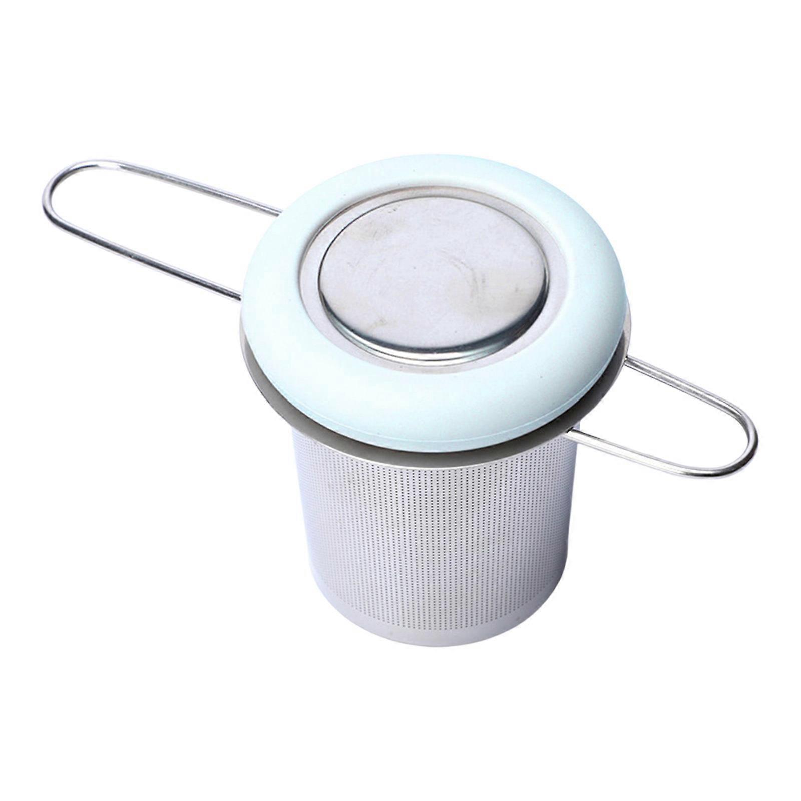 Modern Teas Infuser With Corrosions Resistant Stainless Steel Mesh For Home Or Office Use Brewing Basket with Lid  Light blue