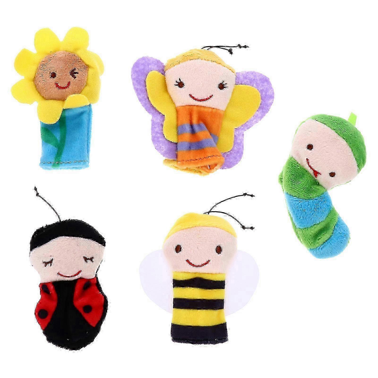 5Pcs Plush Animal Finger Puppets Colorful Different Storytelling Puppet Toy
