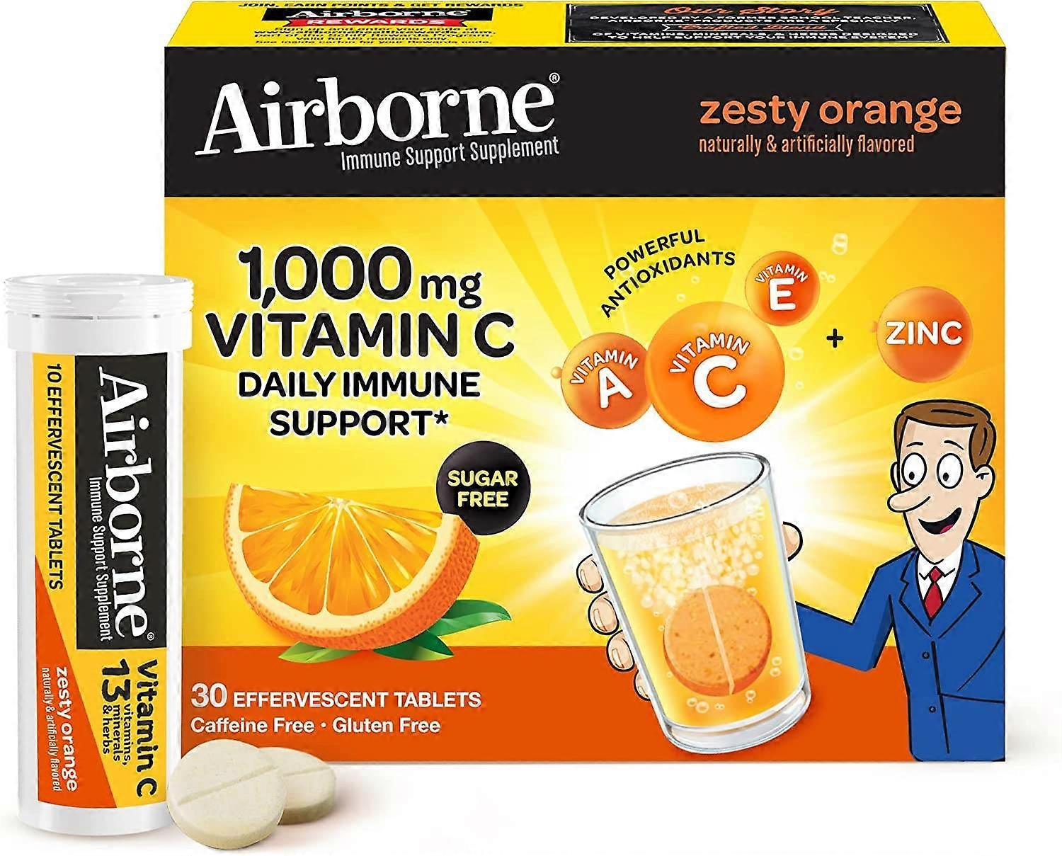 Airborne Effervescent Tablets, Zesty Orange, 30 Ea