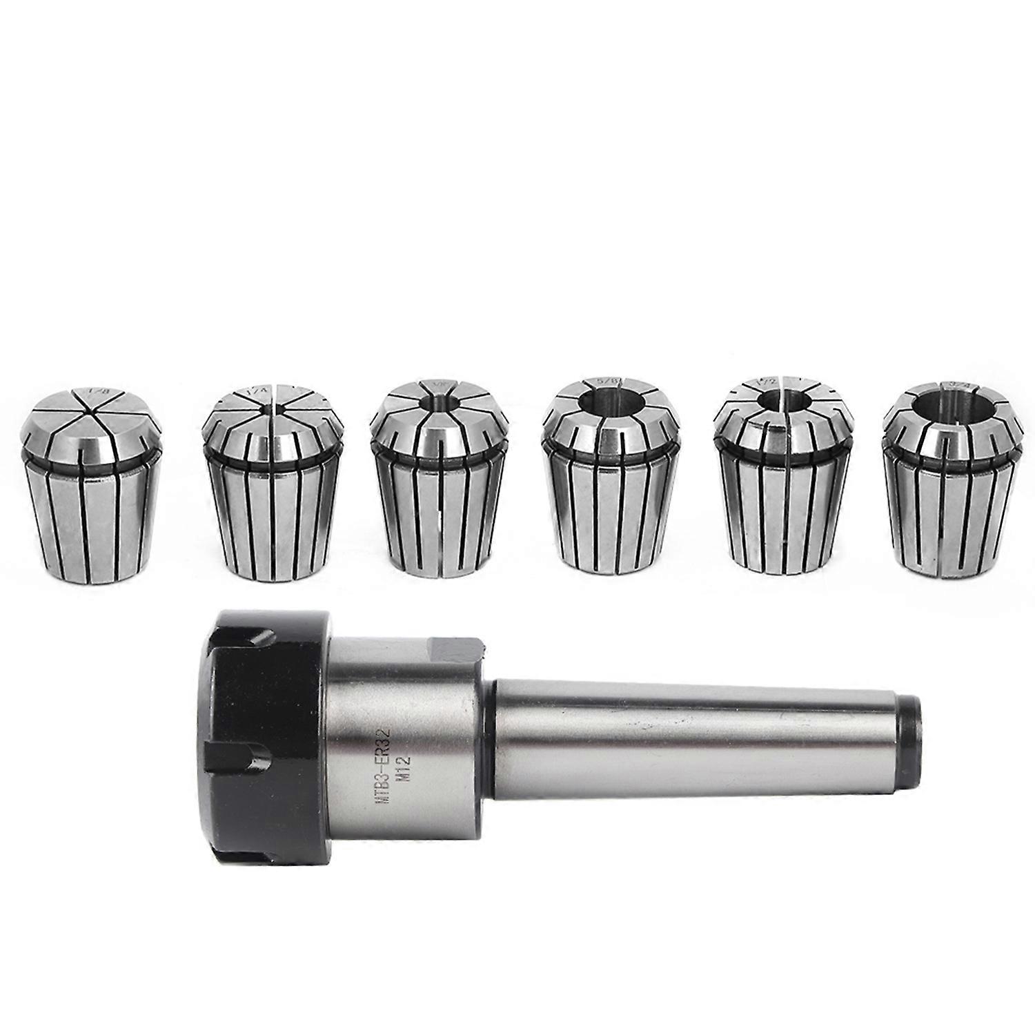 1pc MTB3 ER32 M12 Collet Chuck Morse Taper Holder   6pcs ER32 Spring Collets CNC Milling Tool