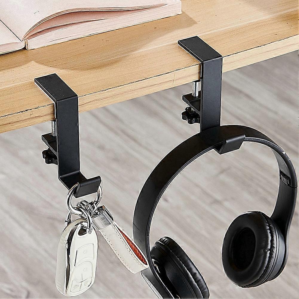 5 Pcs Single-Layer Locking Table Hook Student Bag Hook Office Desk Mobile Bag Hook Desk Side Table Hook Black