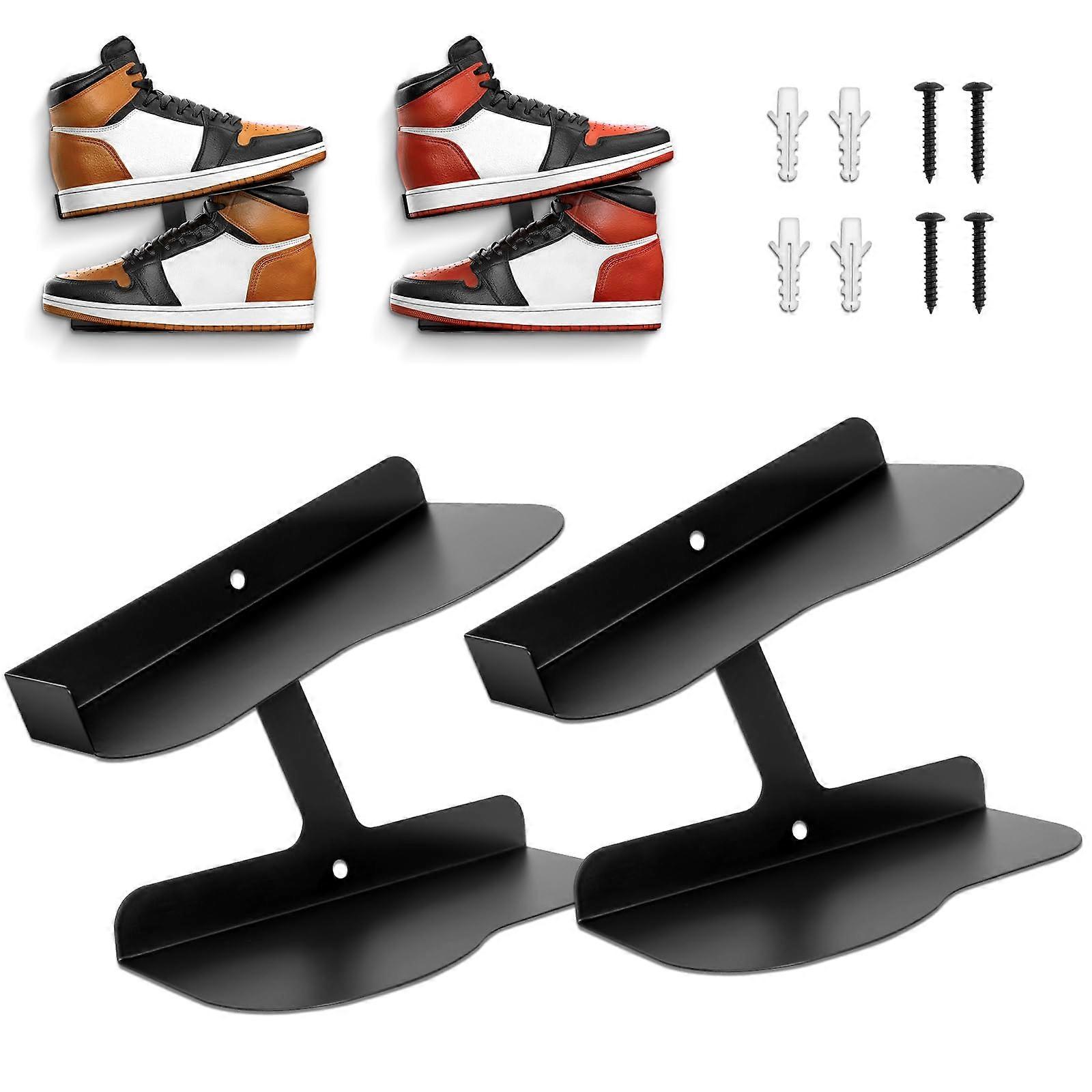 Floating Shoe Display Shelves 2 Pack Black, HType Wall Mounted Sneaker Holder for Collectors & Store Display
