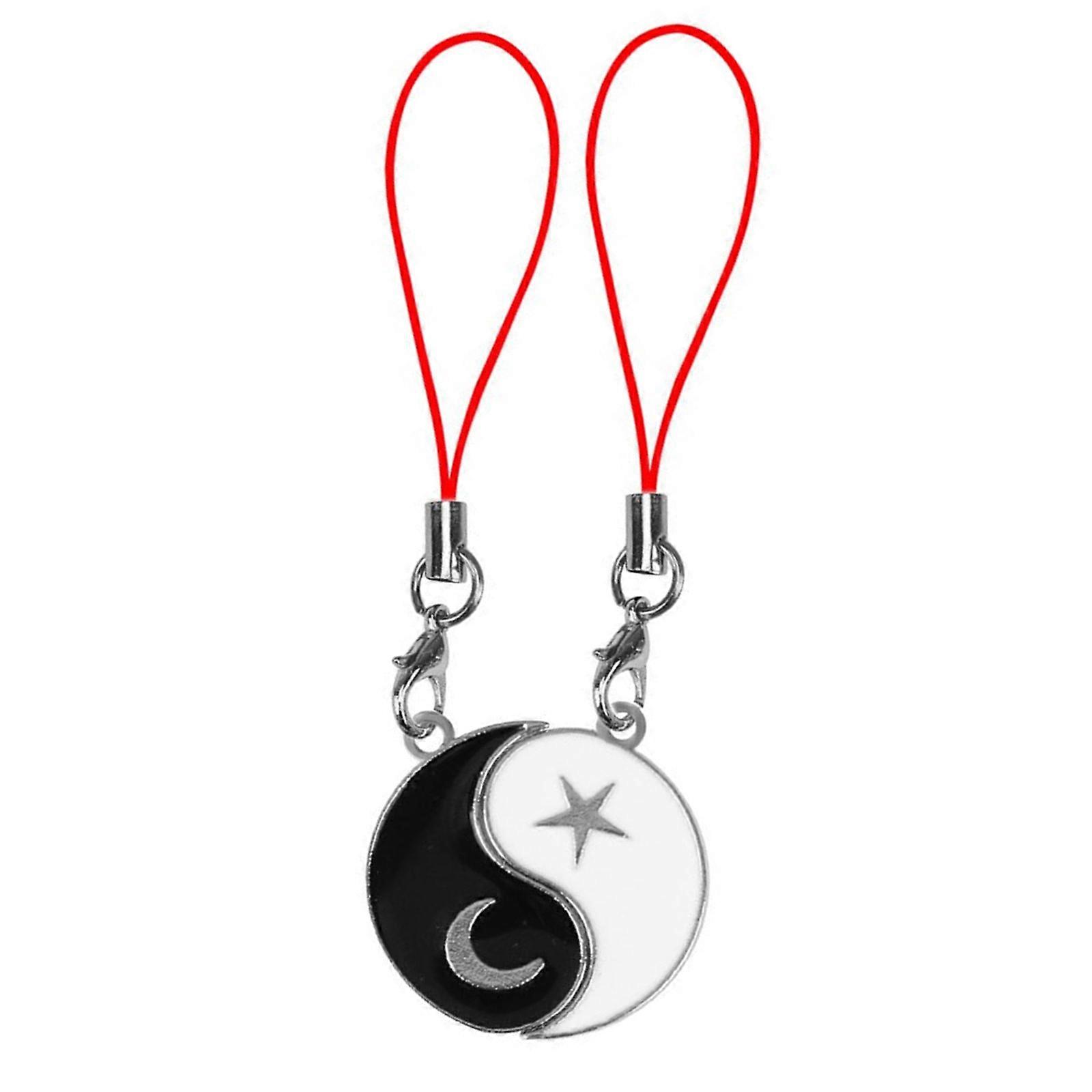 Chic Star Moon Key Chain Pendant Set Friendship Key Chain Set with Spliced Moon and Star Pendant for Phone Purses Key  Red