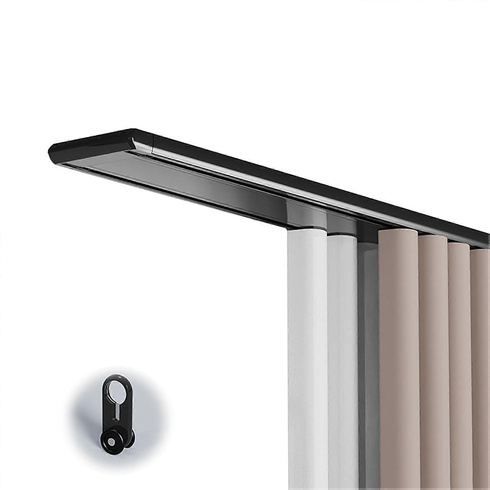 Ceiling Mount Double Curtain Track with Silent HeavyDuty Aluminum Rails for Room Divider or Window Curtains, Black 3.4m