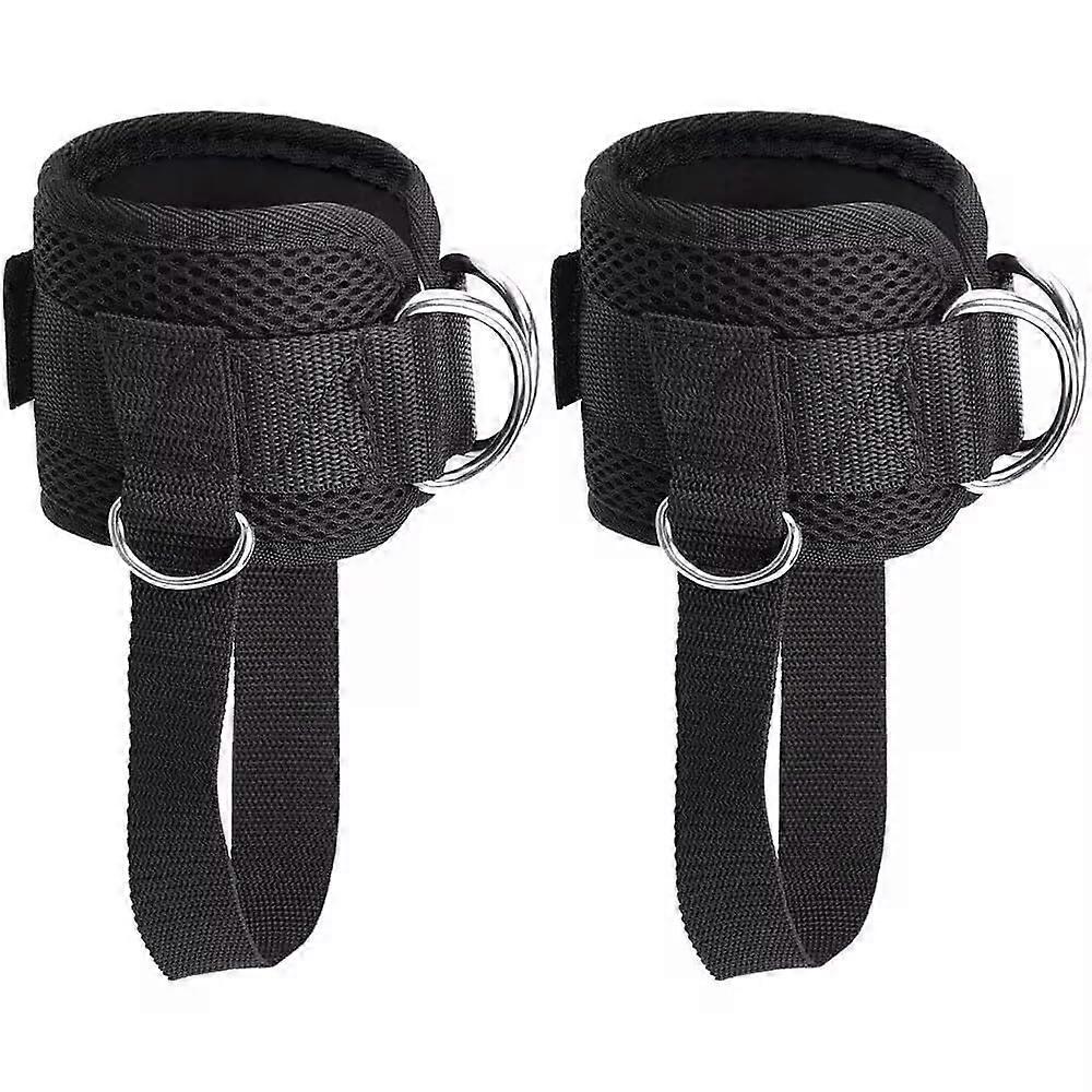 Ankle Straps for Cable Machine with Padded Cuffs, Adjustable DRings, 1 Pair for Glute, Leg & Ab Workouts