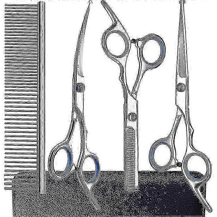 3pcs Dog Grooming Scissors Kit Professional Safety Thinning Shears Comb