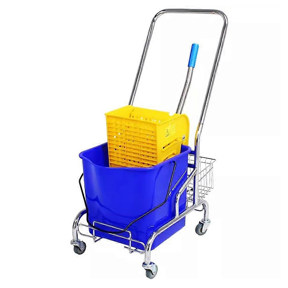 Commercial Mop Bucket with Side Press Wringer, 30L Rolling Cleaning Cart for Floor Care