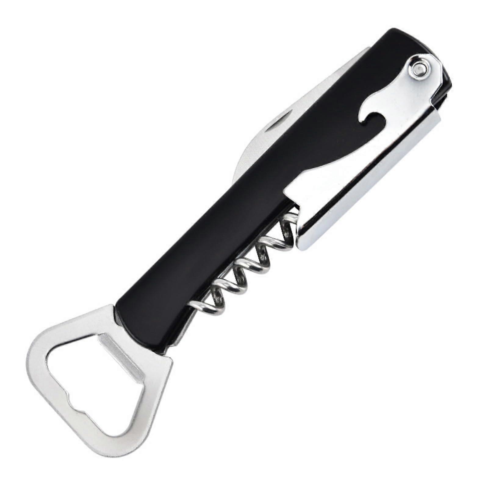 Wine Bottle Opener with Corkscrew and Beer Cap Remover Stainless Steel for Home Bar Use