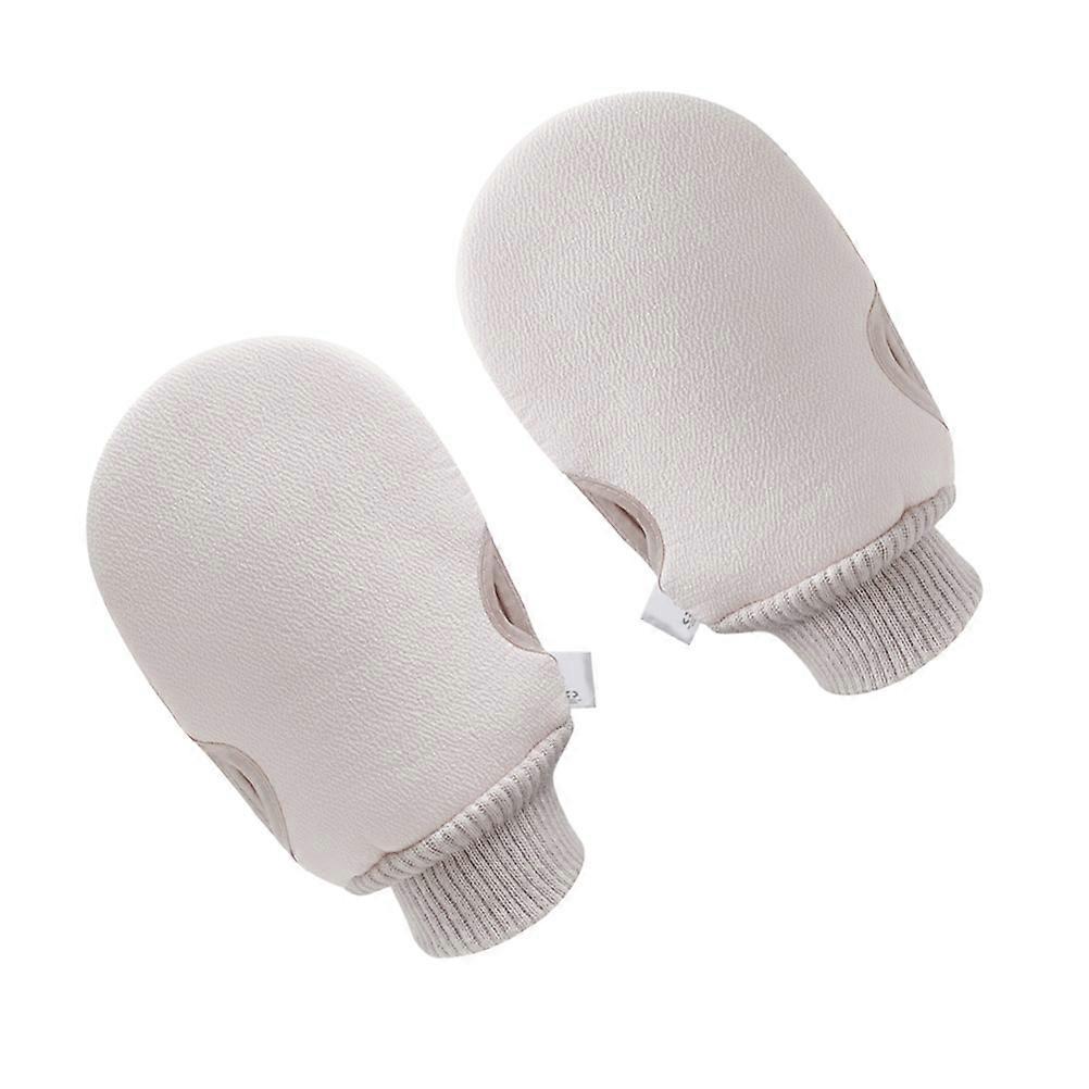 Exfoliating Mitten Back Rub Gloves for Shower 2Pcs Beige Bath Scrubbers
