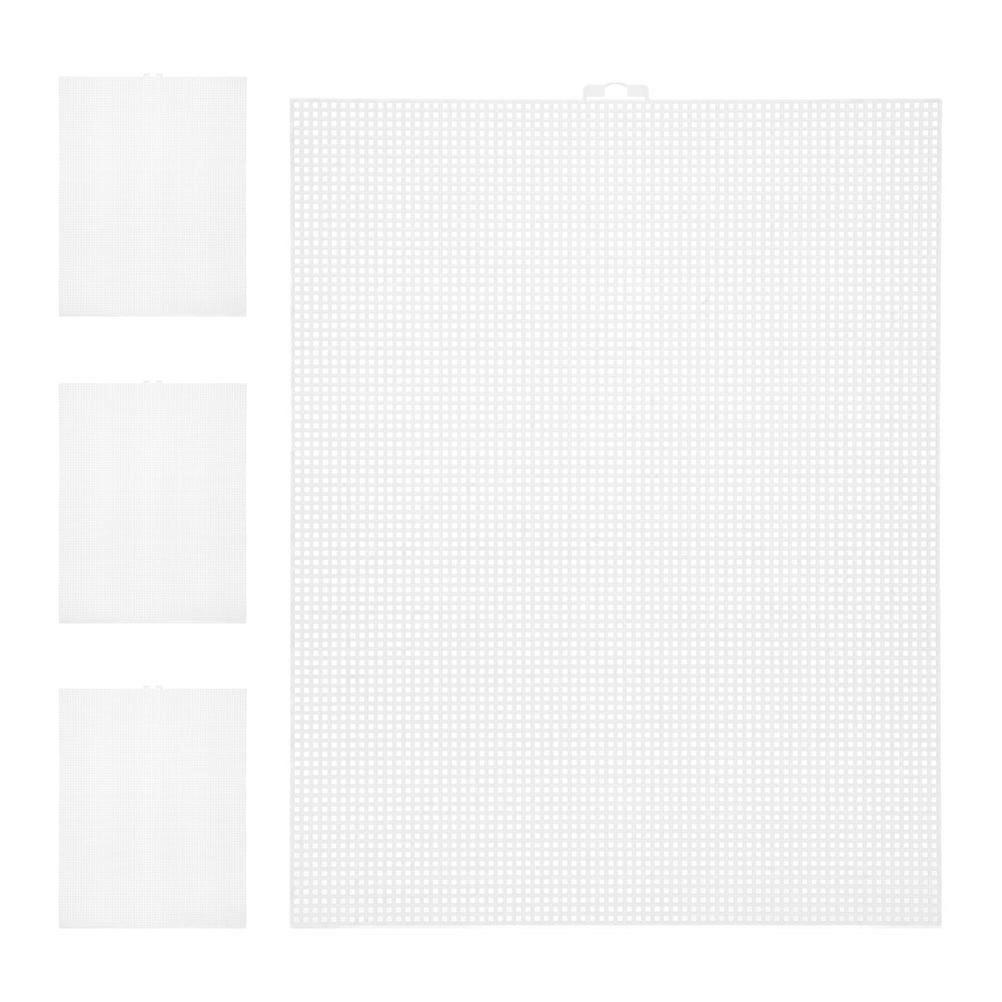 Craft Mesh Canvas Plastic Grid Sheets for Weaving 4Pcs Transparent Material