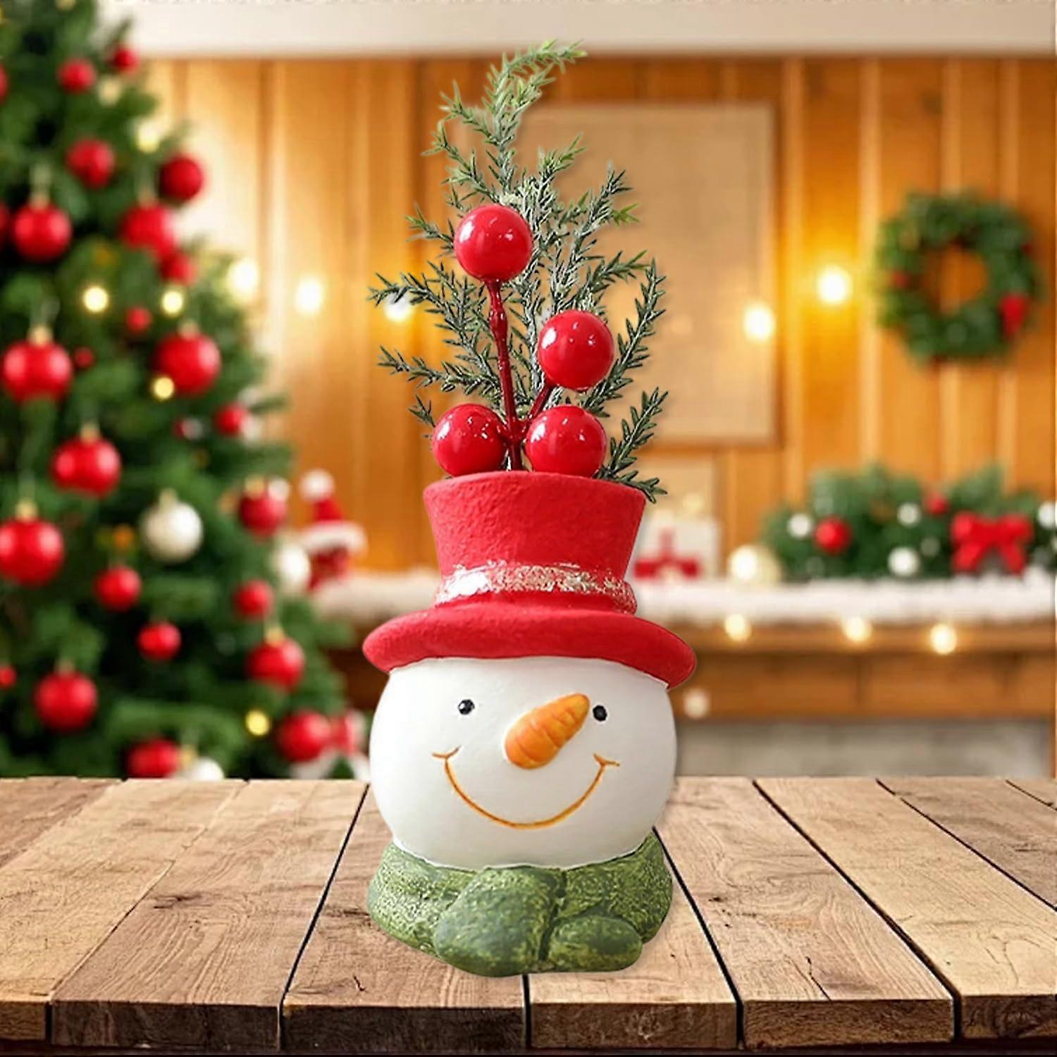 Mini Christmas Tree with Red Berries and Pine Branches for Tabletop Holiday Decoration