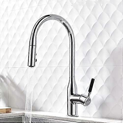 Chrome Pull Out Kitchen Faucet 360° Swivel Rotation with Durable Ceramic Cartridge for Bar and Farmhouse