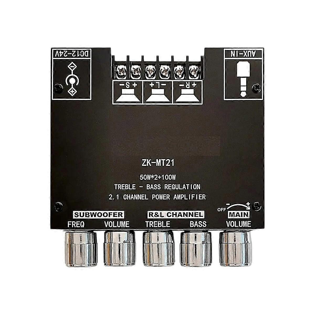 Bluetooth Power Amplifier 2.1 Channel Class D 50W+100W Bluetooth 5.0 Subwoofer Amp Board for Home Theater