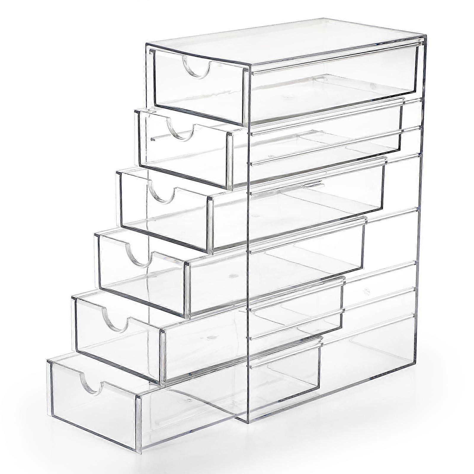 Plastic Drawer Organizer with 6 Clear EasyView Drawers for Office, Bathroom, Vanity and Closet Storage