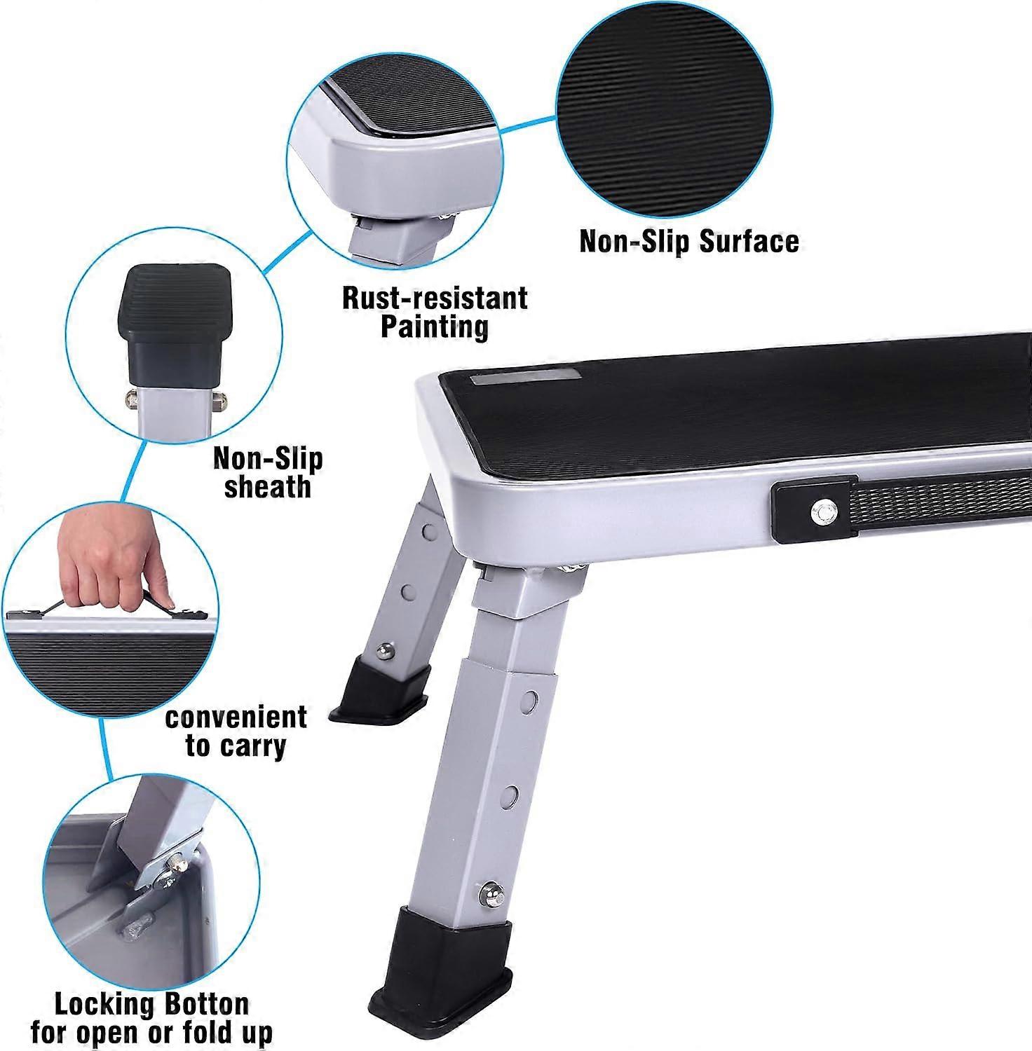 Folding Step Stool for Adults and Seniors, Adjustable Height with AntiSlip Surface, 350lbs Gray