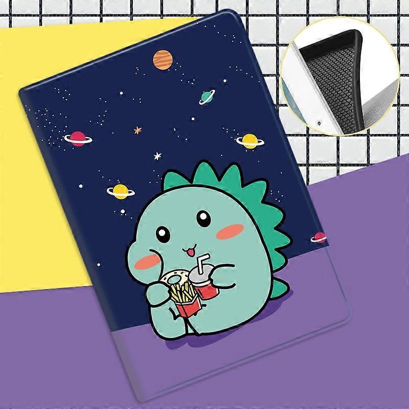 Capa estilosa para iPad 18/20/21/22 de 12,9 polegadas com mini relógio de dinossauro espacial