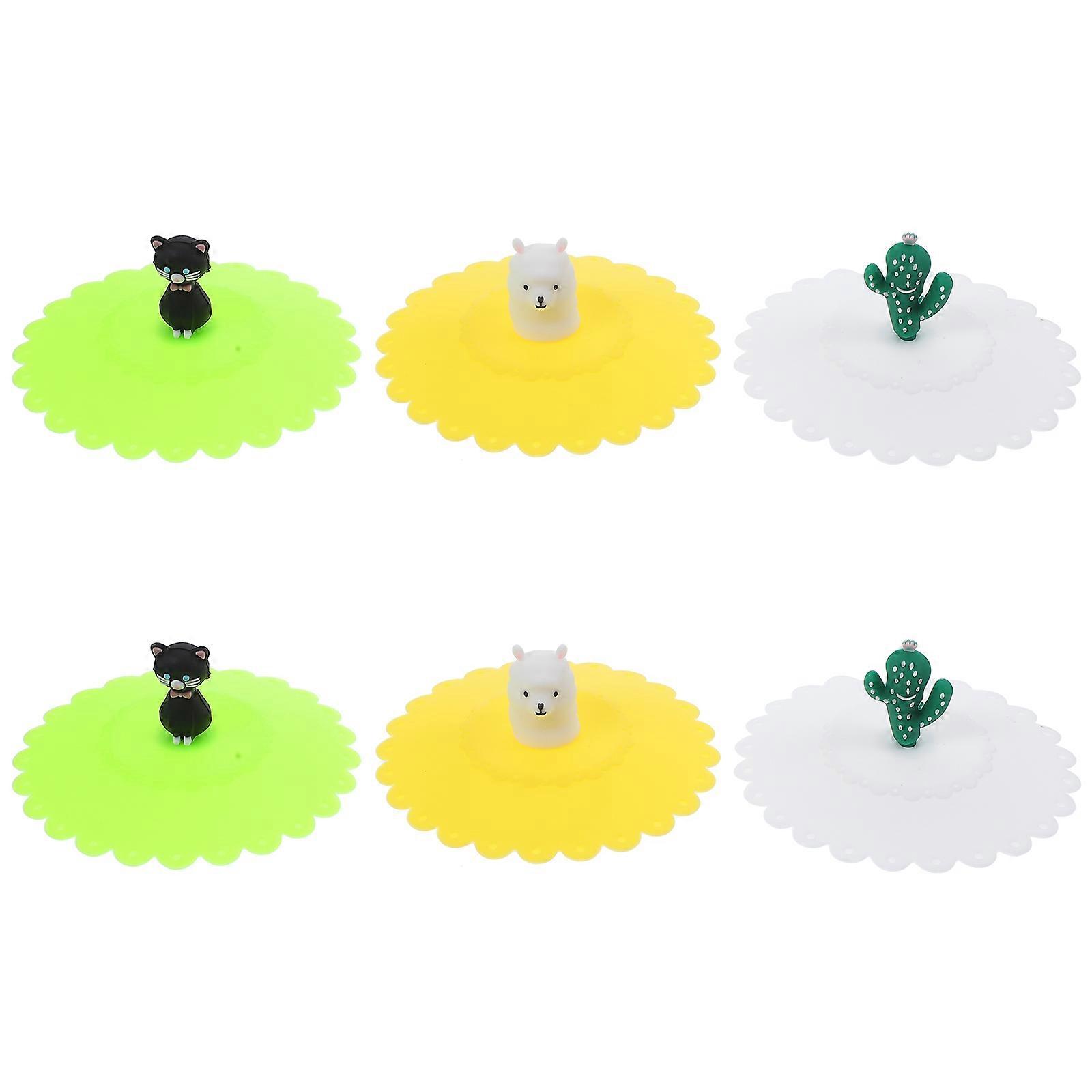 Small Rabbit Silicone Cup Lid Cartoon Design Reusable Cup Covers 6Pcs