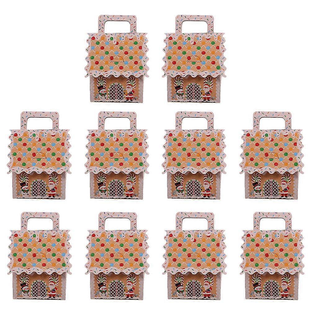 Gingerbread House Candy Box for Storage Use 10Pcs Christmas Cookie Boxes