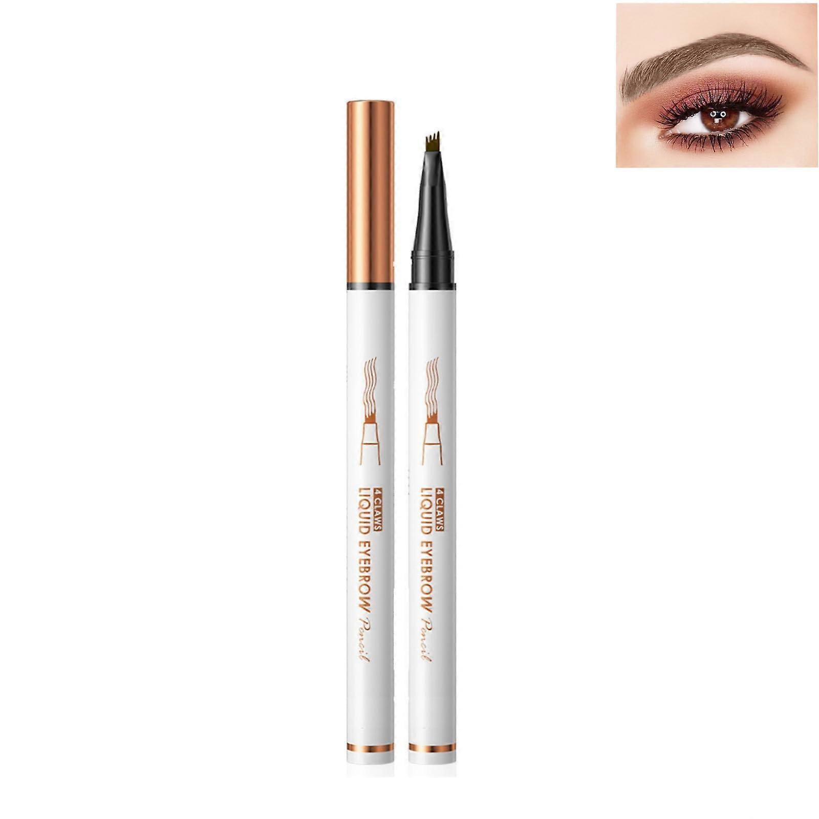 Waterproof 3D Microblading Eyebrow Pencil with Four Fork Tip, LongLasting Dark Coffee Pen