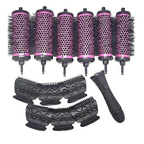 Hair Roller Brush Set with Ceramic Barrel, 3 Interchangeable Sizes, Detachable Handle and Clips