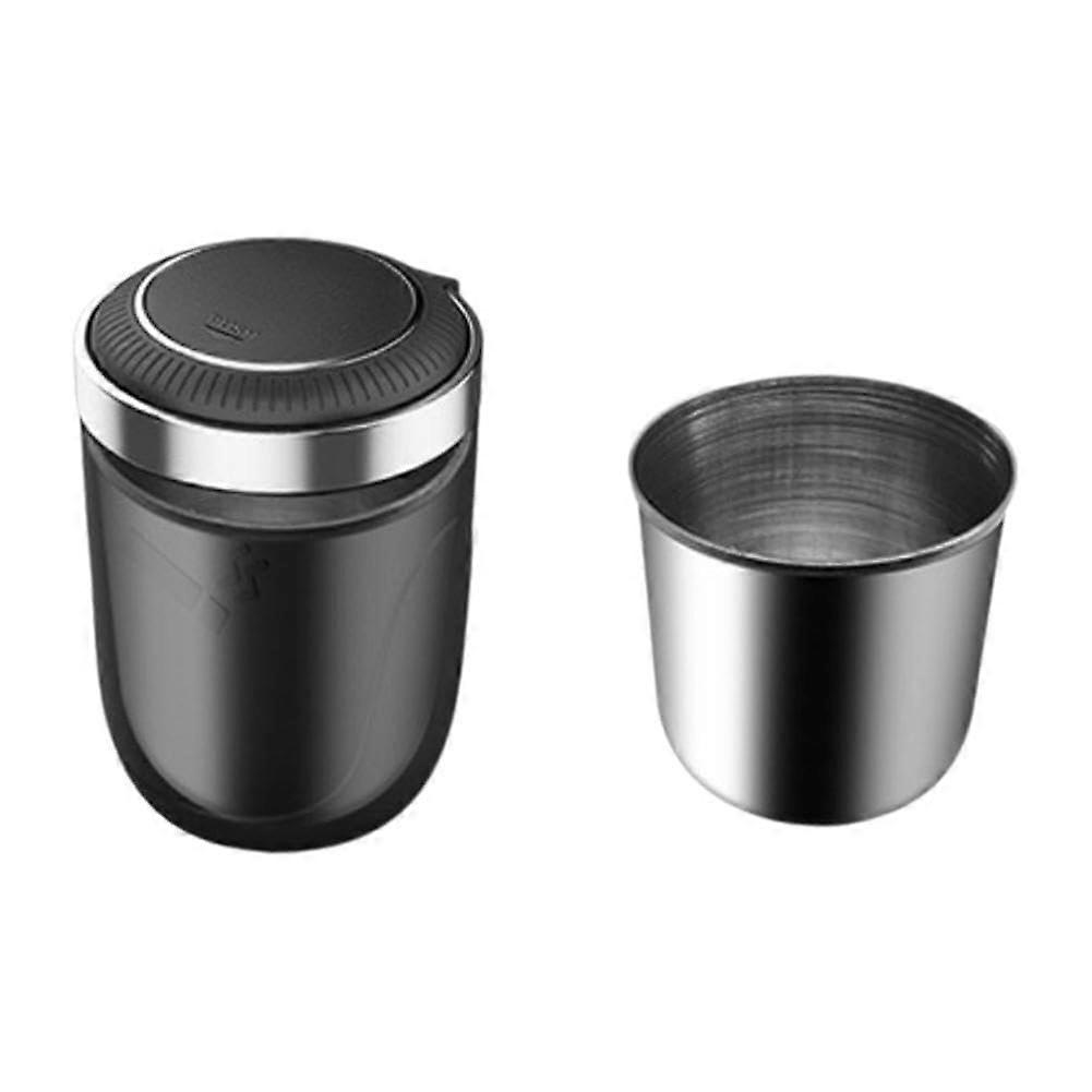 Smokeless Car Ashtray with LED Light Fireproof Lid Odor Interior Auto Accessories Black