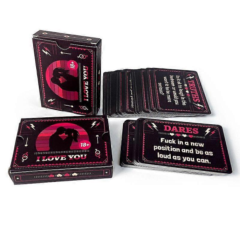 2-Pack Fun Couples Cards: Pink Romantic Night Theme Game Cards Flirty Interaction Game
