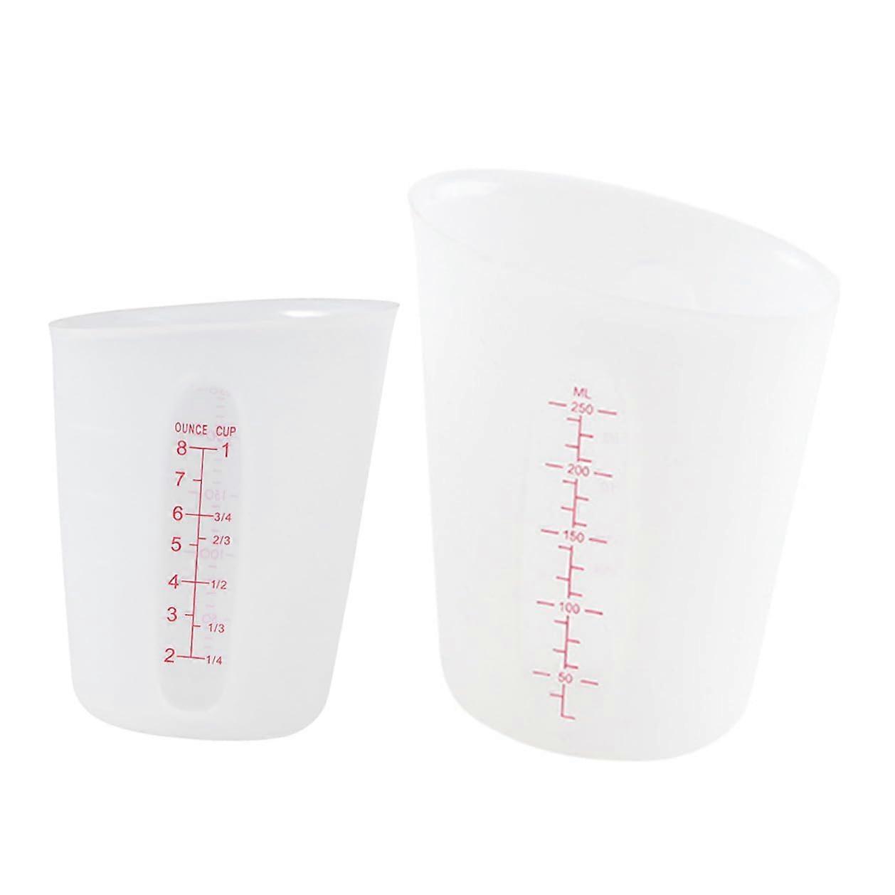 2pcs Silicone Measuring Cups with Clear Double Scale for Baking and Kitchen Mixing