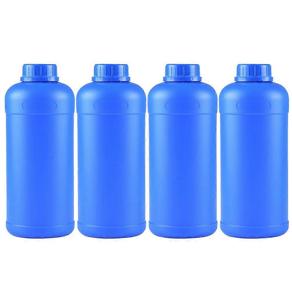 4pcs 1L Widemouthed Chemical Bottles Plastic Container Sealed Sample Bottle (Blue)