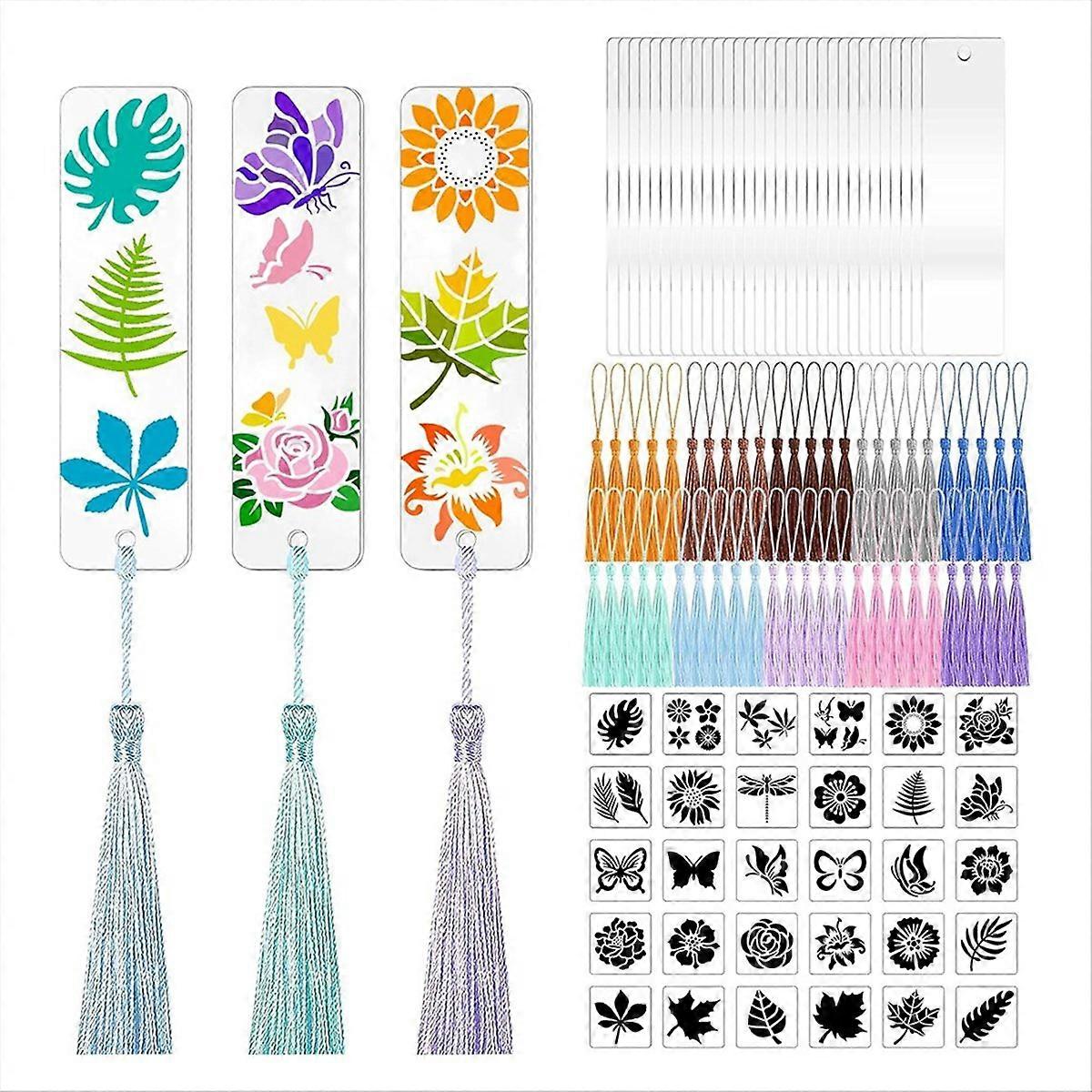 Blank Acrylic Bookmark Set, Flower Style Pattern Template