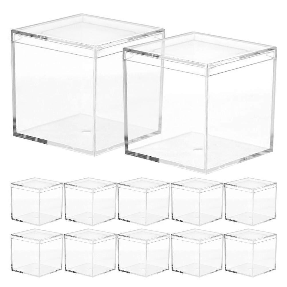 Plastic Square Candy Box for Storage Clear Transparent 12Pcs Boxes