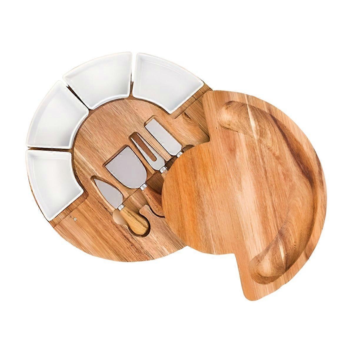 Fleischplatte, Eichenkäsebrett-Set, mit Messer und Schüssel,