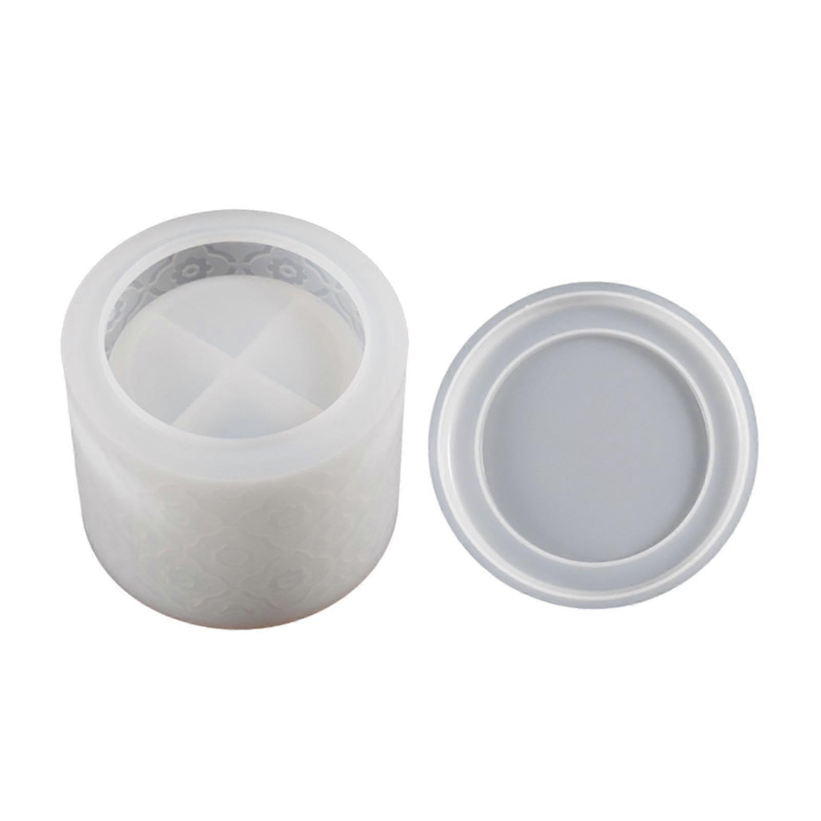 Silicone Casting Mold with Lid 4.29inch Flower Pattern Round Container Easy Demolding Reusable Design