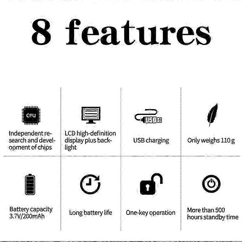 Smart Time Lock LCD Display Switch USB Rechargeable Padlock - Black