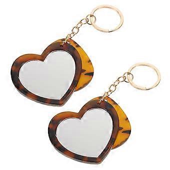 2 Sets Mirror Keychain for Purse: Heart Shaped Mirror Comb Keychain Set - Compact Travel Makeup & Purse Charms for Teen Girls