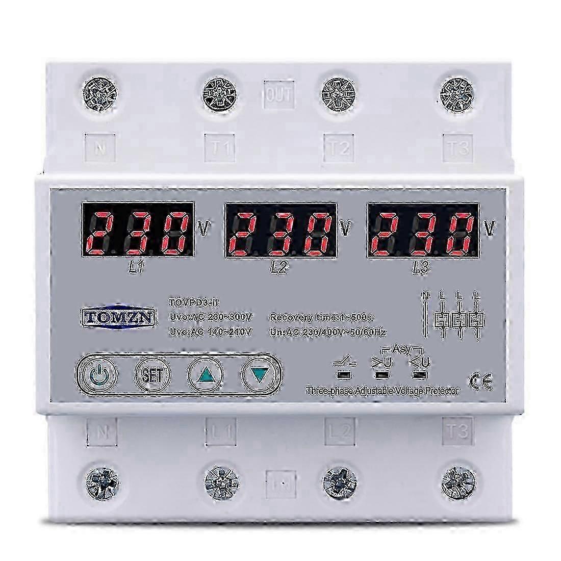 Three Phase Adjustable Over And Under Voltage Protector Automatic Protective Device Reset 63a 380v 2025 Edition 0115